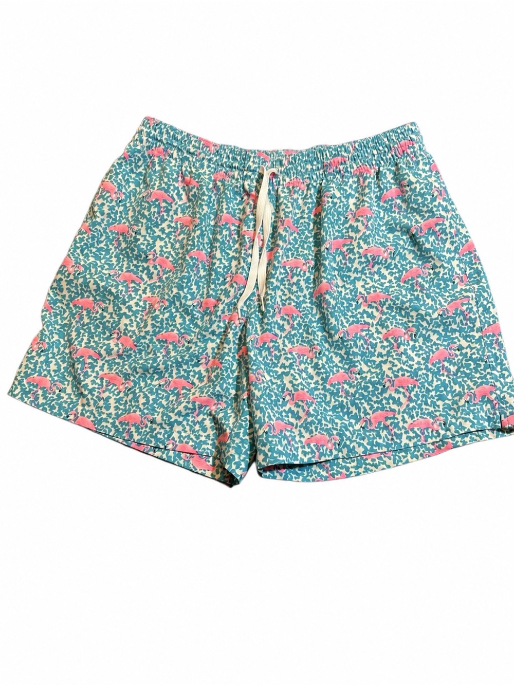 Chubbies Men’s XL Pink Flamingo Teal Swim Trunks 5.5” Inseam Mesh Lined